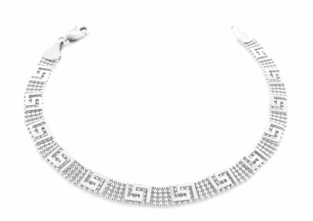 NEW 14K WHITE GOLD LADIES GREEK KEY BRACELET 7.25" (1 of 2)