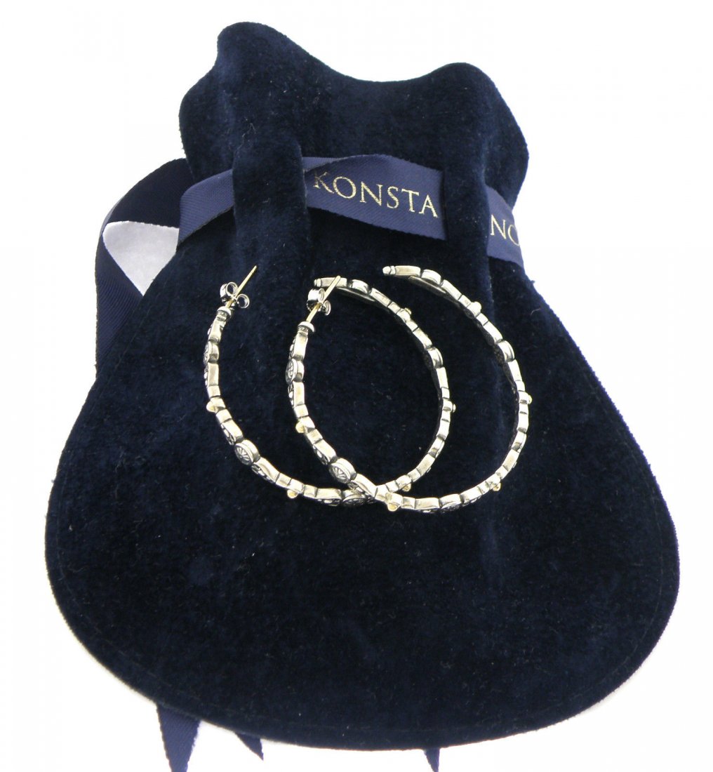 KONSTANTINO 14K GOLD SILVER LARGE HOOP EARRINGS (1 of 2)