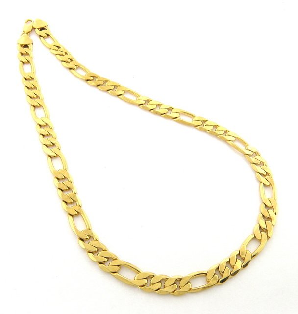 14K YELLOW GOLD FIGARO SOLID CHAIN NECKLACE 13mm 22" (1 of 2)