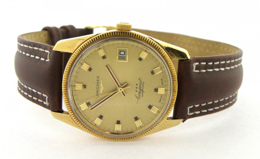 VINTAGE LONGINES CONQUEST 18K MEN WATCH 3 STAR AUTO (1 of 2)