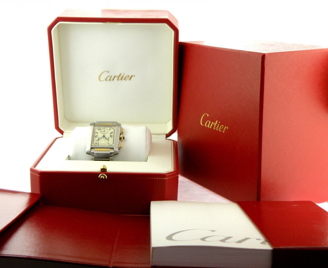 CARTIER TANK 18K STEEL MEN'S CHRONOFLEX WATCH (1 of 4)