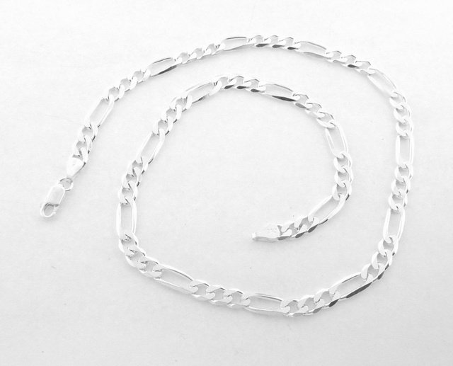 NEW STERLING SILVER FIGARO SOLID CHAIN NECKLACE 8MM 16" (1 of 2)