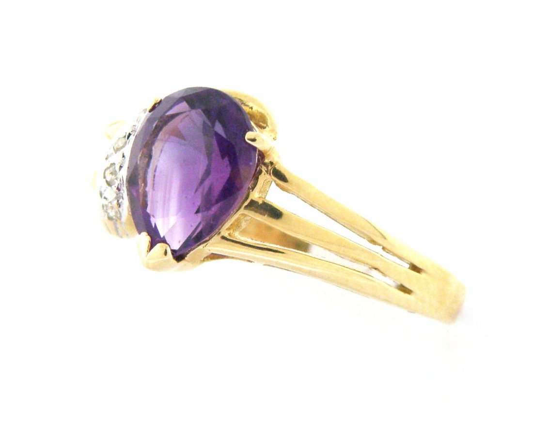 NEW 14K YELLOW GOLD PURPLE AMETHYST DIAMOND LADIES RING (1 of 2)