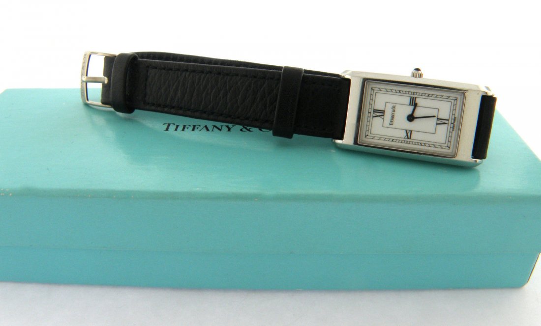 TIFFANY & Co. LADIES ATLAS WATCH LEATHER STRAP WITH BOX (1 of 2)