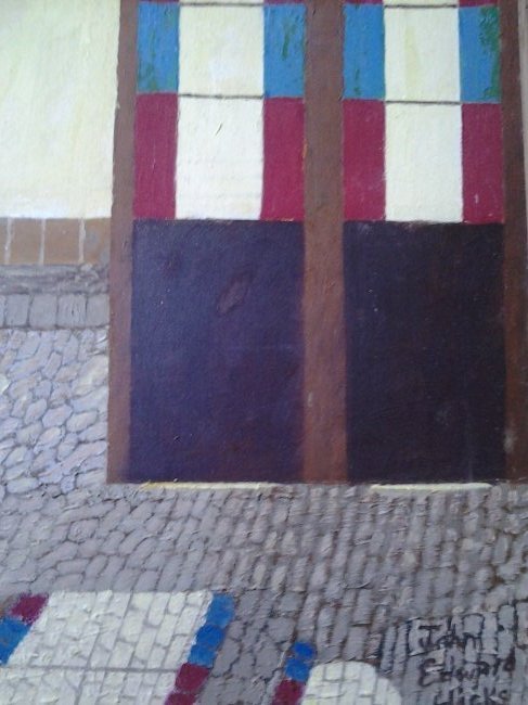 Abstract Painting by John Edward Hicks: 1960 Original Oil on canvas signed by John Edward Hicks. 14x18?