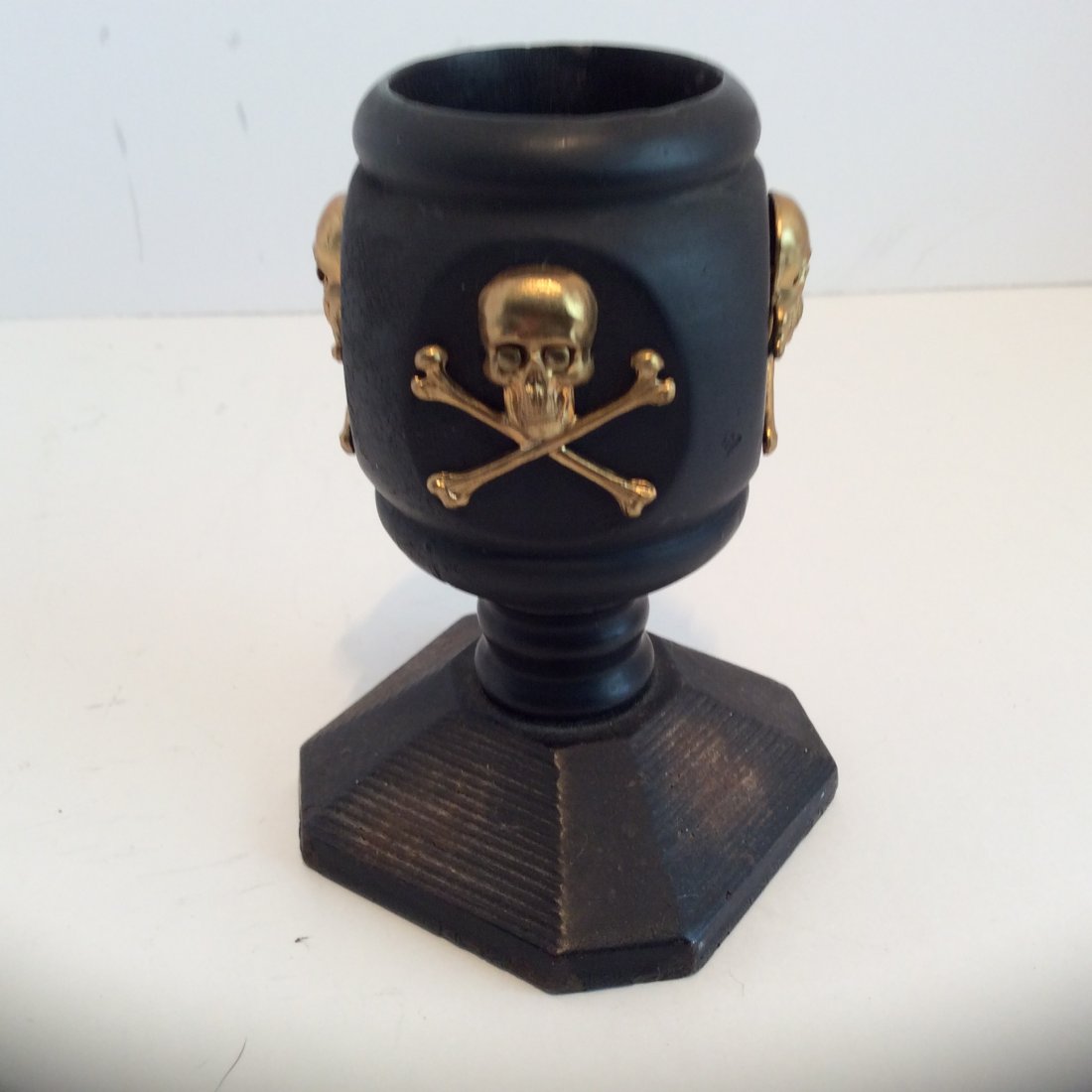Antique Skull and Bones Mettal Match Holder Striker: Skull and bones match holder and striker 19004.25in by 2.75 in