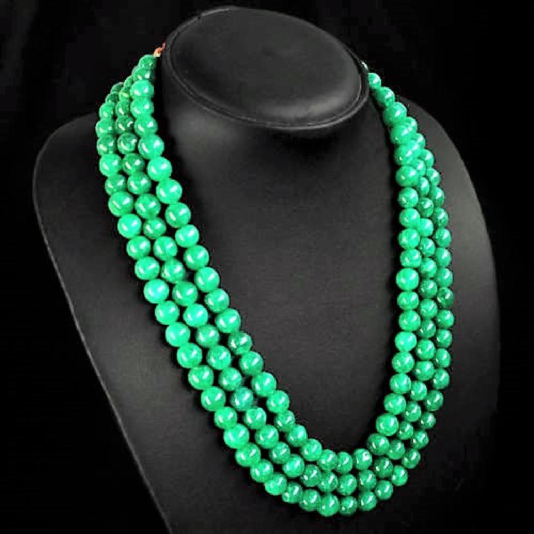 ELEGANT EARTH MINED 3 LINE ROUND GREEN EMERALD (1 of 1)