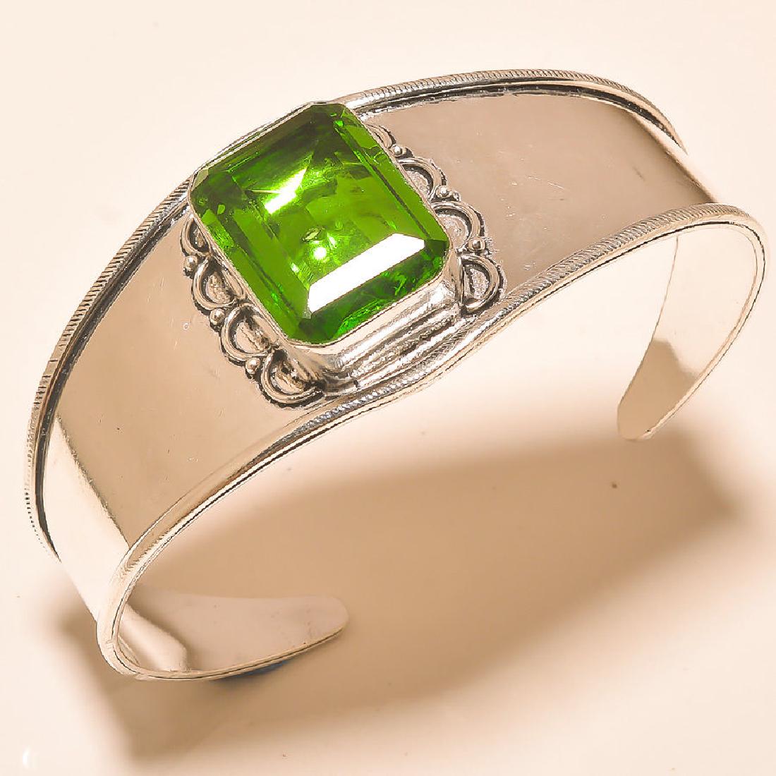 Faceted Peridot .925 Silver Bangle (1 of 1)