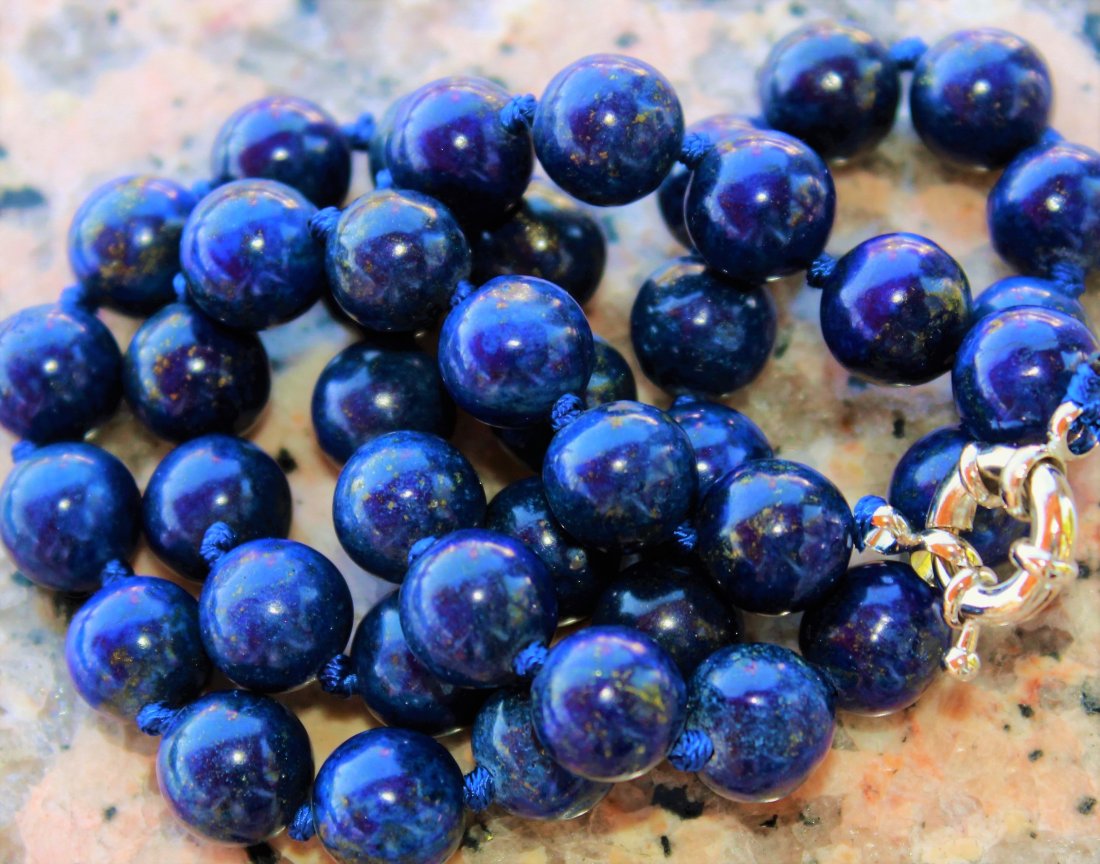 Natural Lapis lazulin Hand-carved Beads 18' (1 of 1)