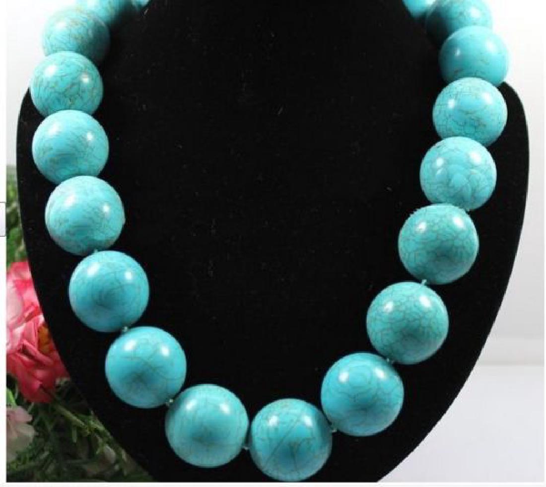 18mm Round natural Turquoise Stone Choker Necklace (1 of 1)