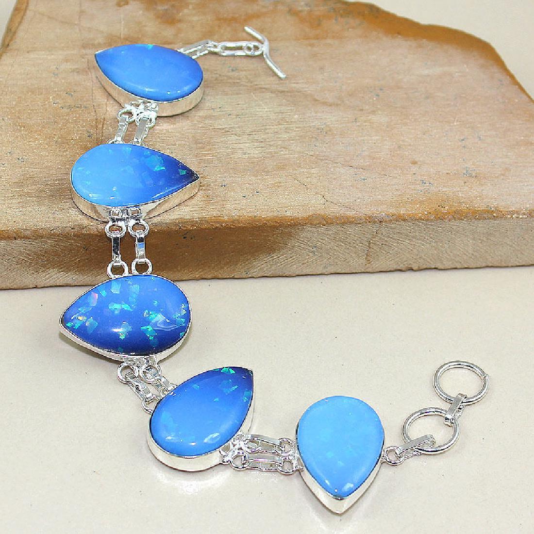 Fire Opal 925 Silver Bracelet (1 of 1)