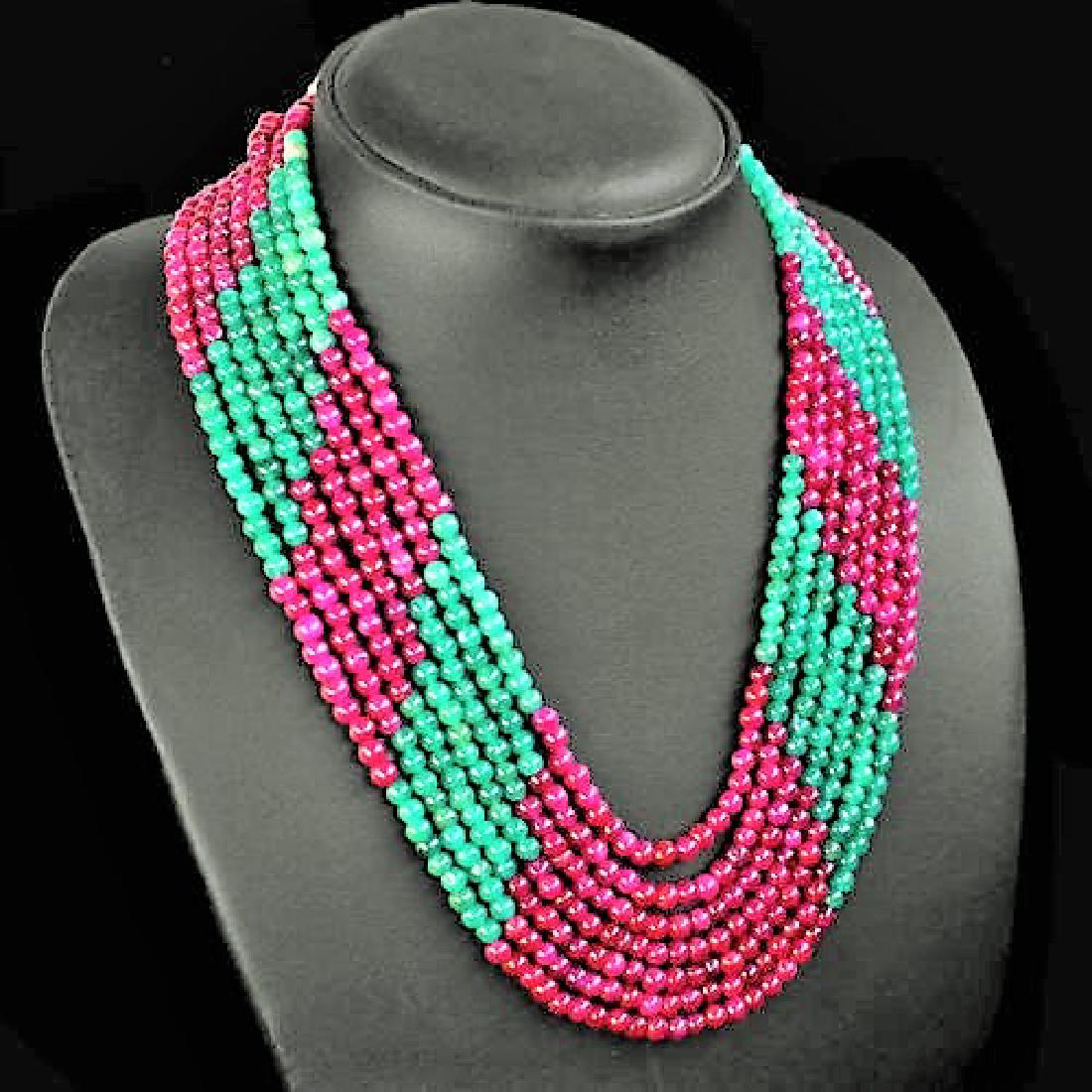 Red Ruby and Green Emerald Beads Necklace (1 of 1)