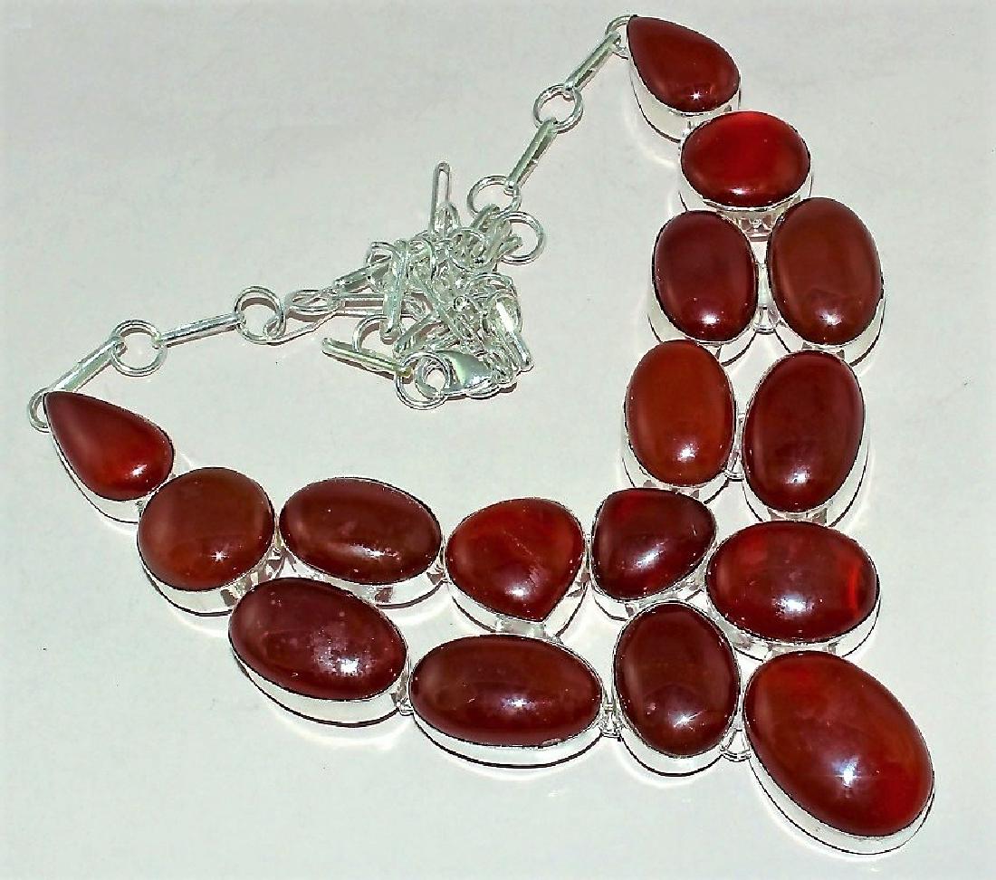 Carnelian Silver Necklace: 116 gramsHandset in solid silver