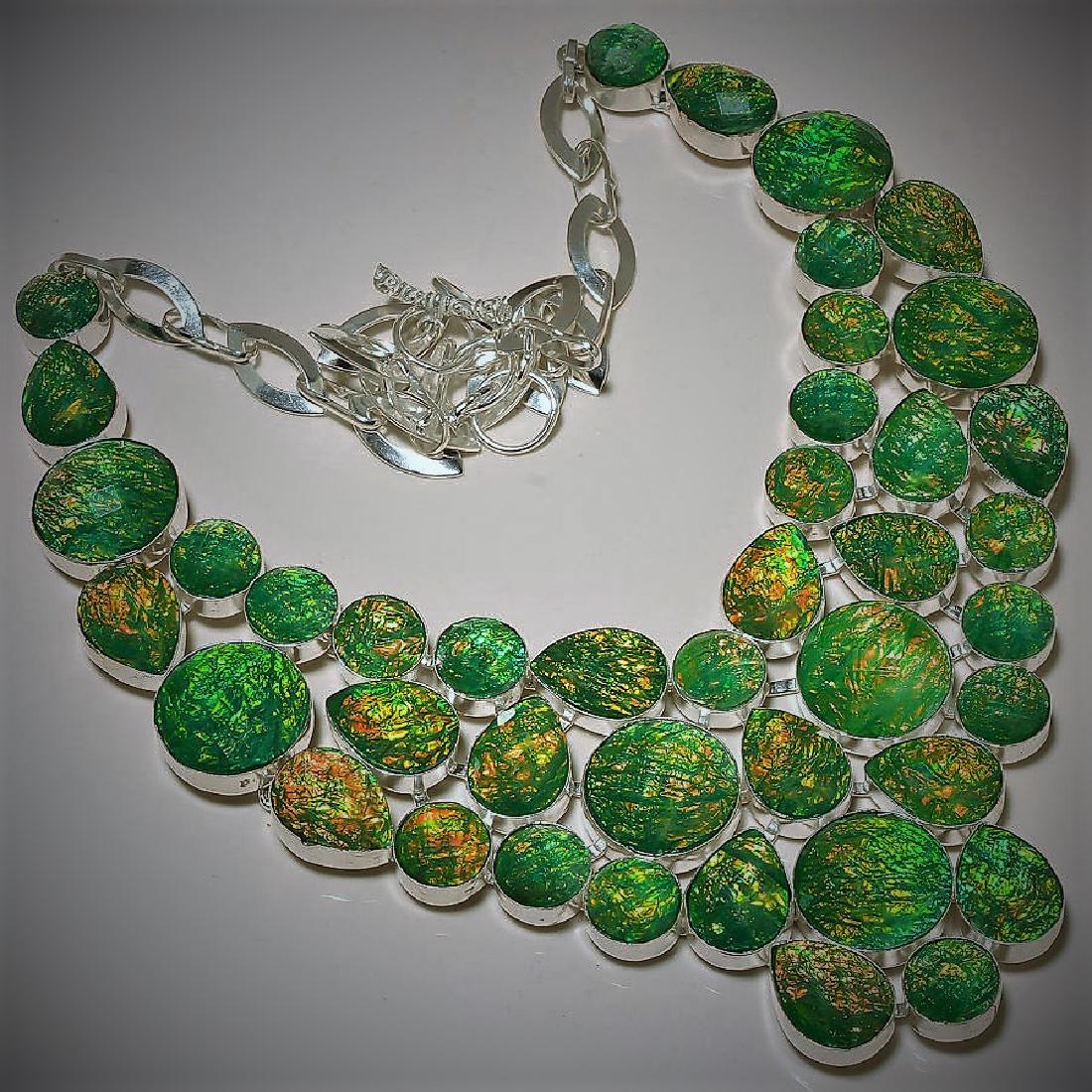 Australian Triplet Opal Silver Necklace (1 of 1)