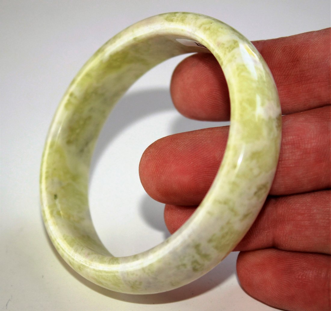 Carved Natural Old Jade Bangle (1 of 2)
