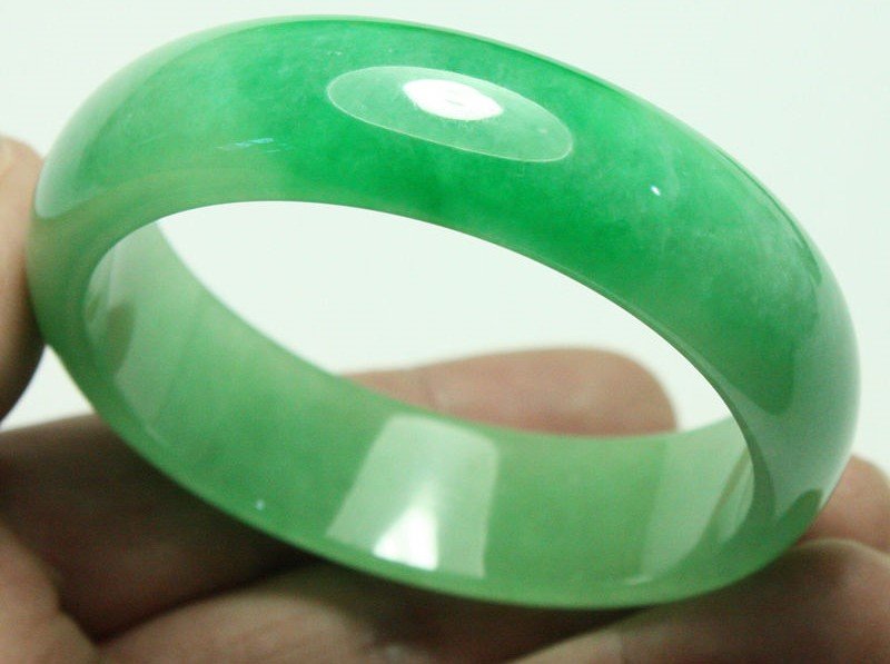 Certified Natural Emerald Green Jadeite Jade Bangle (1 of 3)