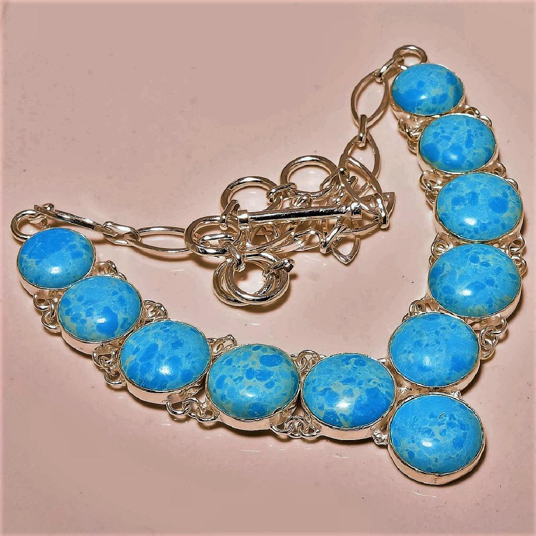 Caribbean Larimar Gemstone Silver Necklace: Handset in solid silver
