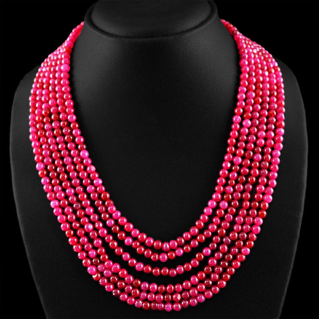 EARTH MINED 6 STRAND EXCLUSIVE RICH RED RUBY ROUND BEA (1 of 1)