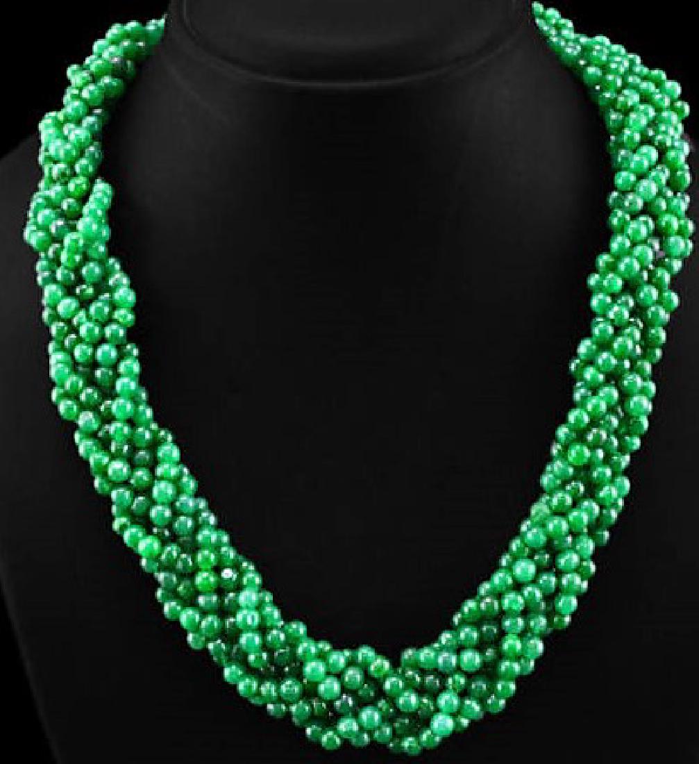 671.45 CTS NATURAL GREEN EMERALD ROUND BEADS NECKLACE (1 of 3)