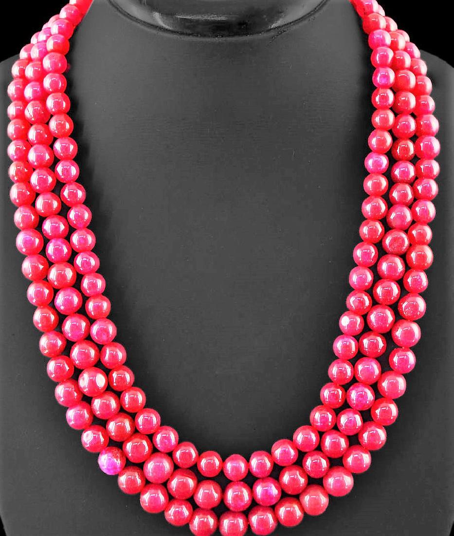 814.00 CT EARTH MINED 5 STRAND RICH RED RUBY ROUND BEAD (1 of 1)