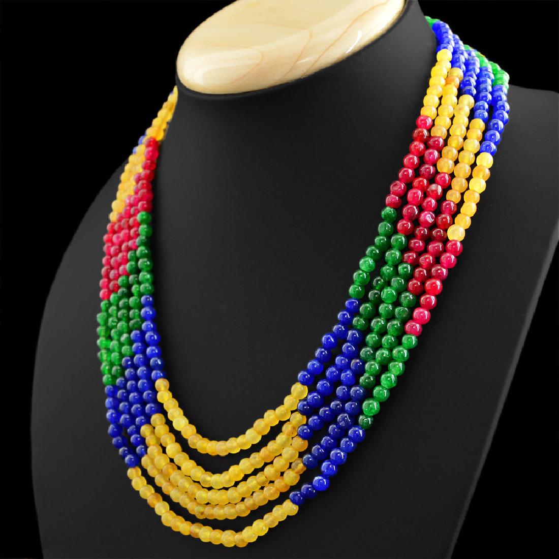 371.50 CTS EARTH MINED 5 STRAND RUBY, EMERALD & SAPPHIR (1 of 2)