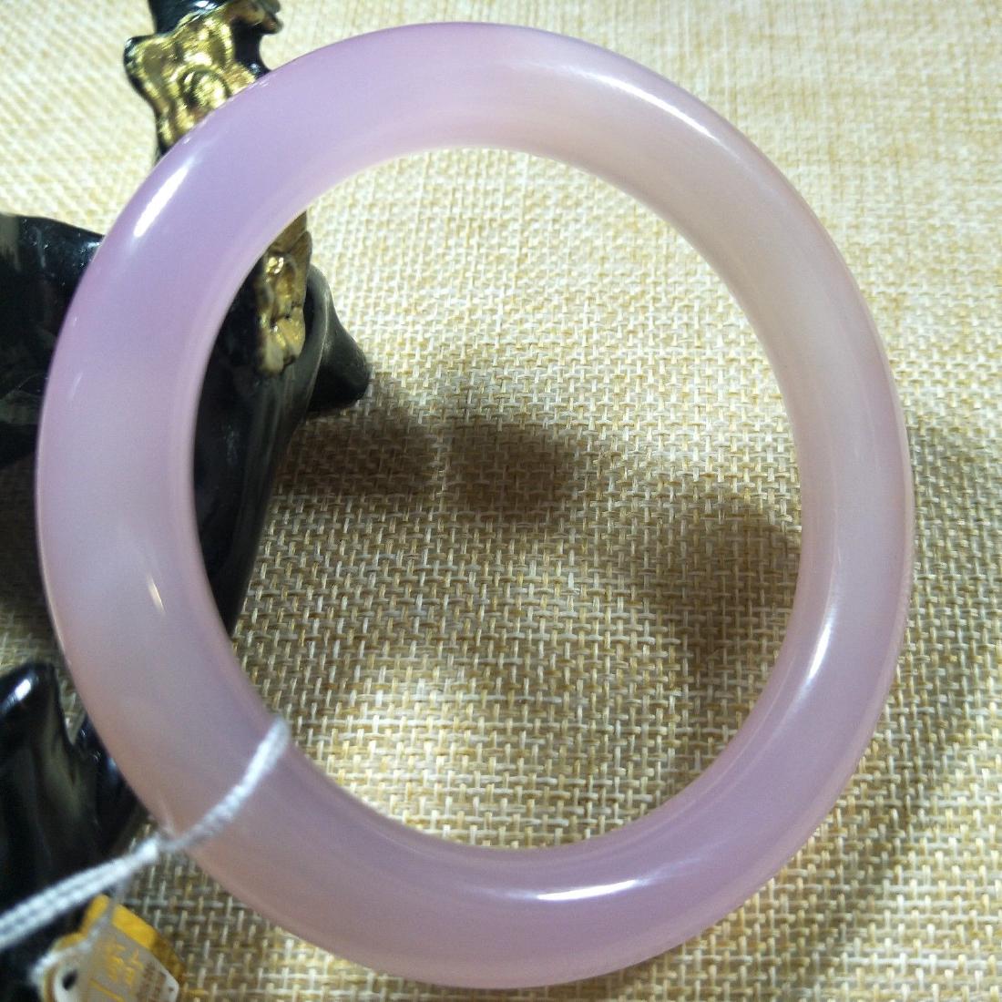 Natural Pink Agate Jade Bangle Bracelet Carved Bangle (1 of 1)