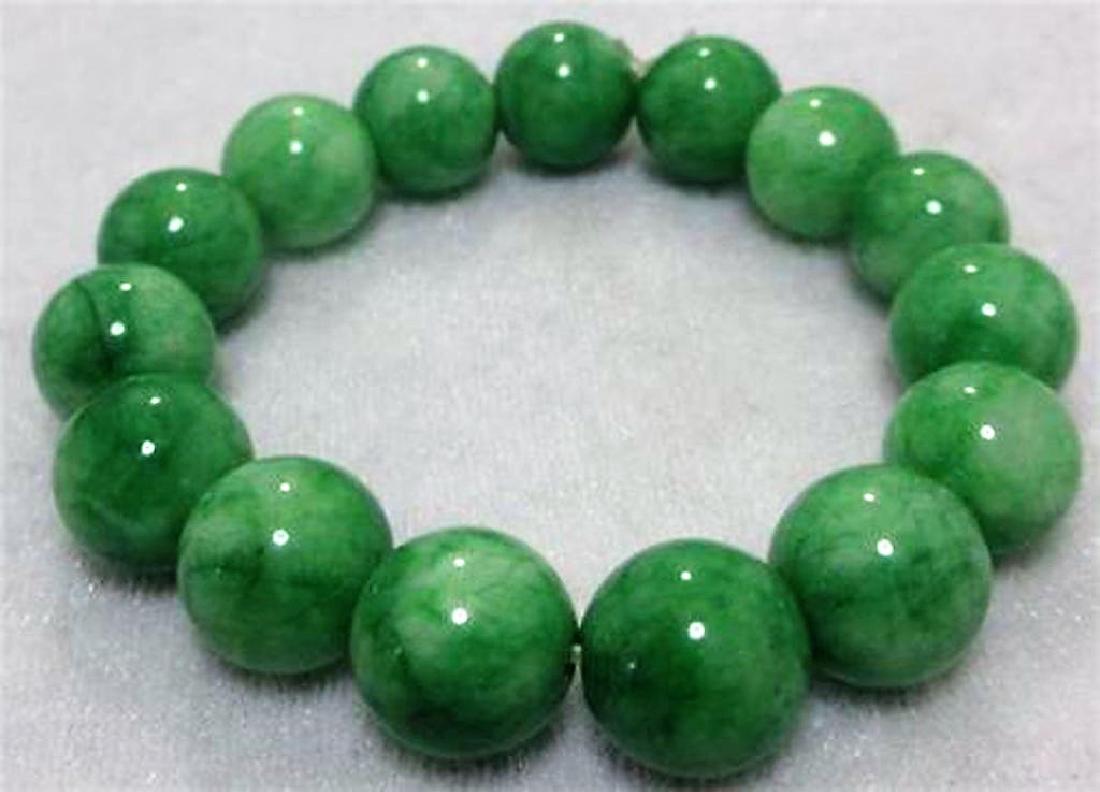 12mm NATURE BEAUTIFUL GREEN JADE JADEITE BRACELET GREEN (1 of 1)