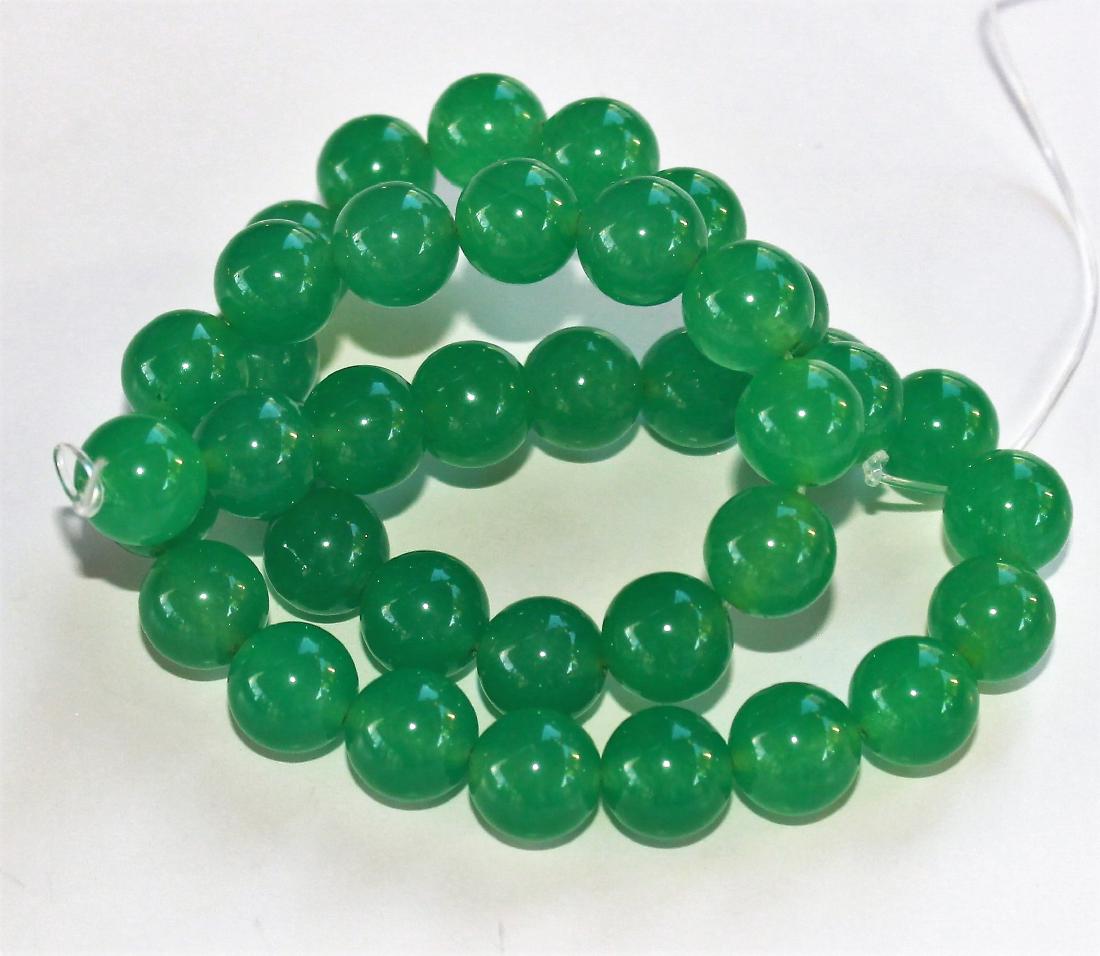 10MM NATURAL GREEN JADE ROUND BEAD Sstand 15" AAA+ (1 of 1)