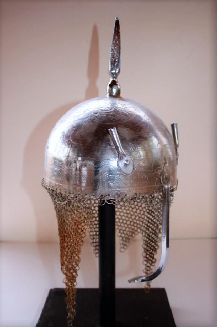 Middle Eastern Helmet bronze gilt selvar: vintage Life-size Middle Eastern helmet. Measures 16".