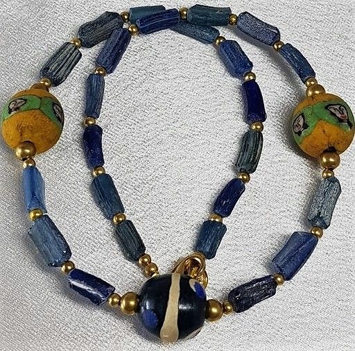 Beautiful ancient glass beads Necklace with faces beads (1 of 3)