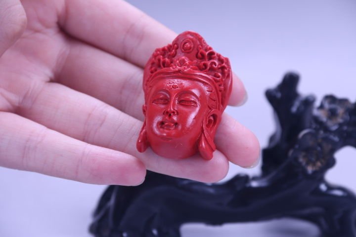 natural cinnabar exquisite chinese hand carving Buddh (1 of 3)