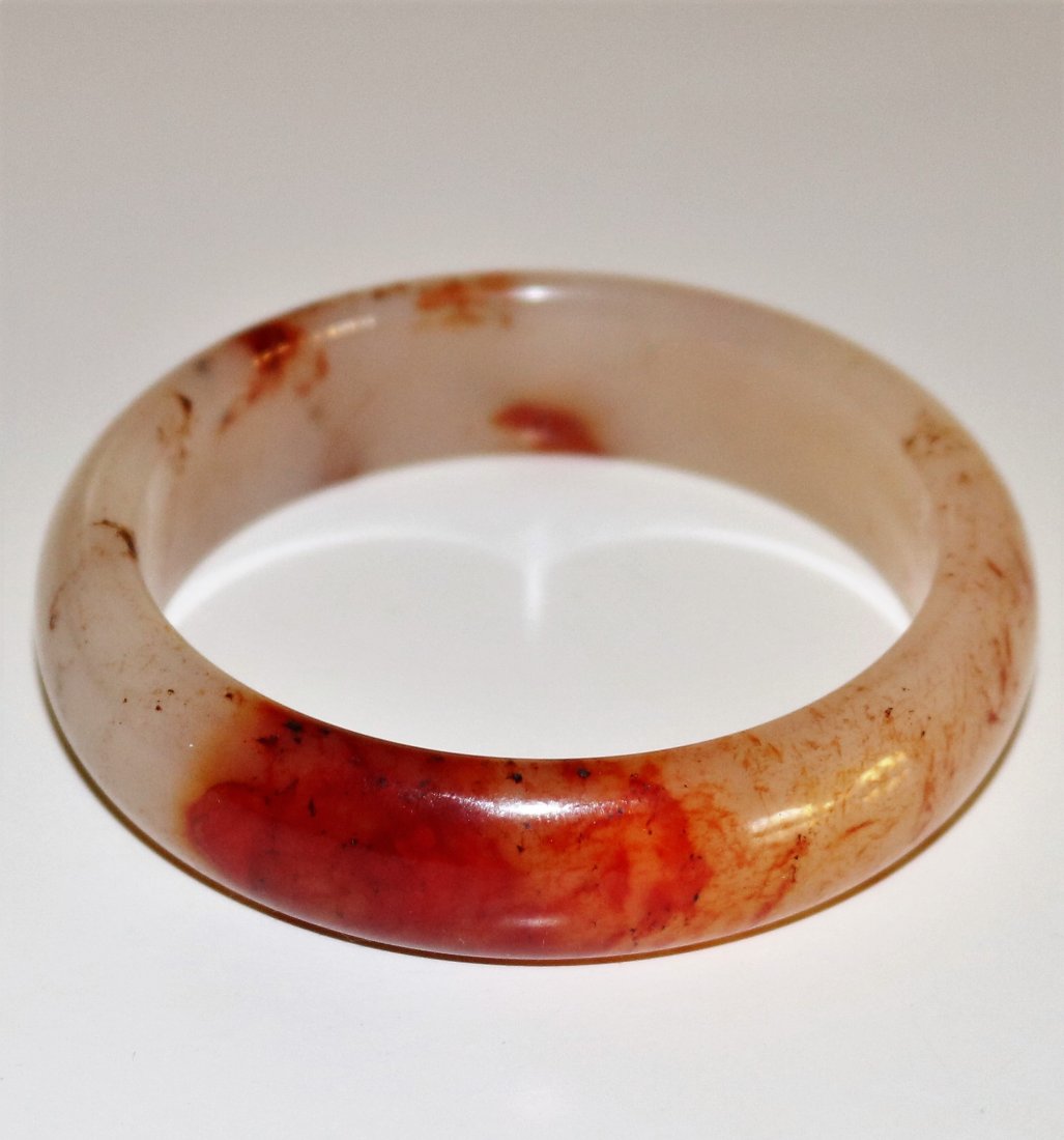 Carved Natural Old Jade Bangle 55mm (1 of 2)