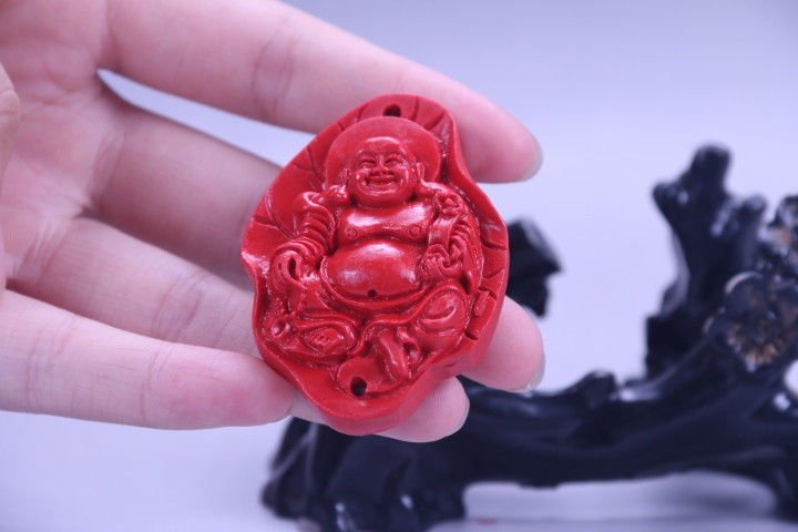 cinnabar exquisite Chinese hand carving statue (1 of 1)