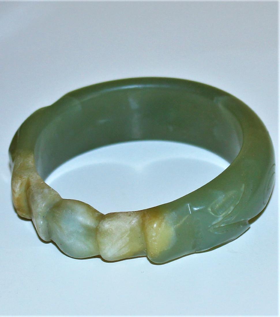 Carved Natural Old Jade Bangle 55mm (1 of 2)
