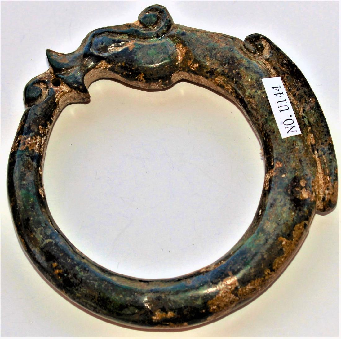 Natural Jade Bangle Intaglio Hand-Carved Dragon Design (1 of 2)