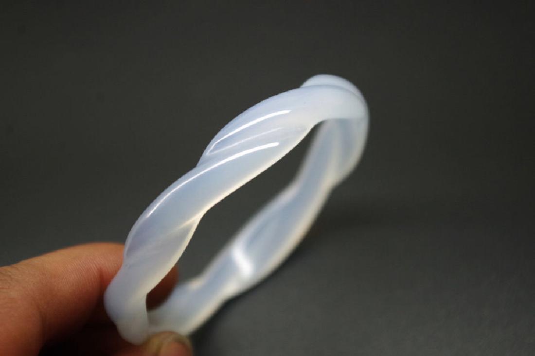 natural ice crystal twisted carved white jade bracelet (1 of 4)