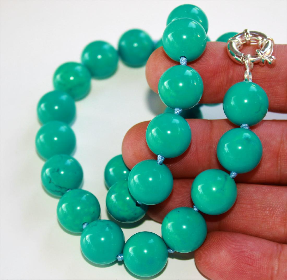 14mm Round natural Turquoise Stone Choker Necklace (1 of 2)