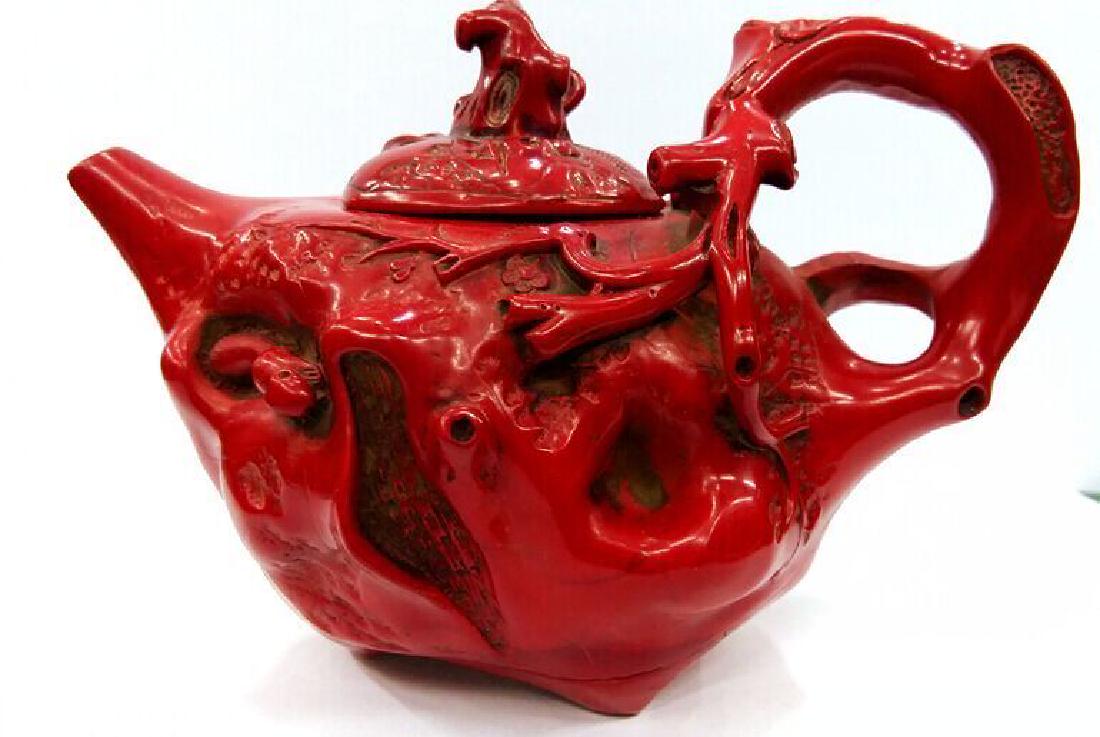 Exquisite Vintage Red Coral Teapot (1 of 3)