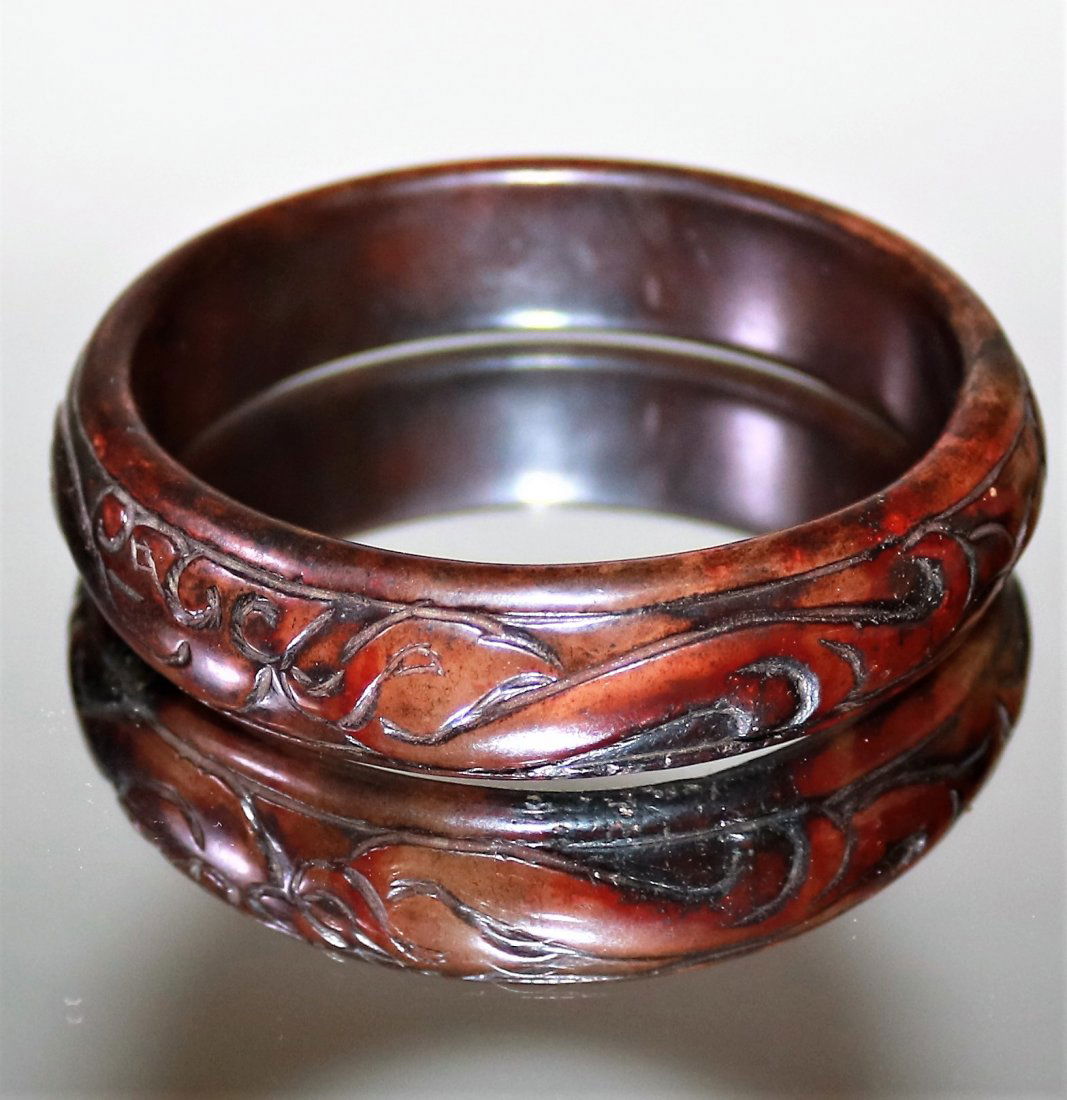 Old China Natural Jade Bangle Hand Carved 59mm (1 of 3)