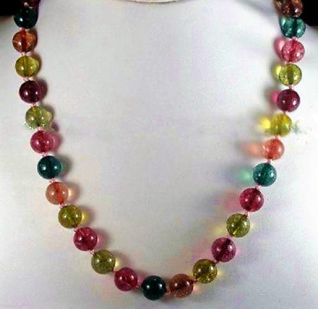 12mm Multicolor Tourmaline Gemstone Round Necklace (1 of 3)