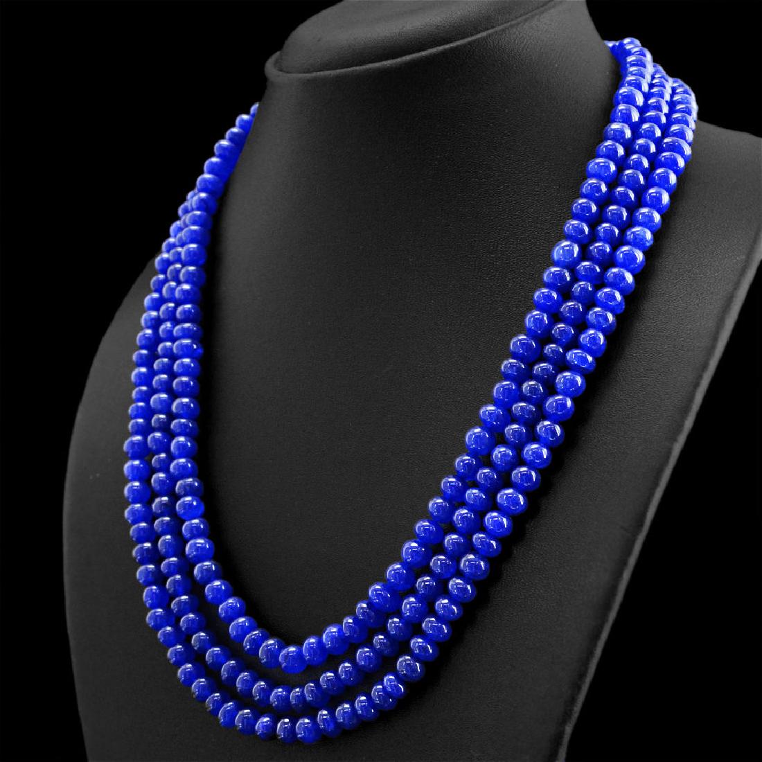 EARTH MINED RICH BLUE SAPPHIRE 3 STRAND ROUND SHAPE (1 of 2)