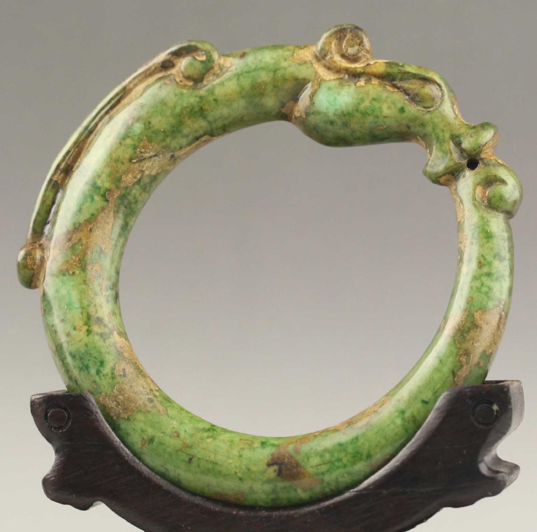Old China jade bangle intaglio hand carved (1 of 2)