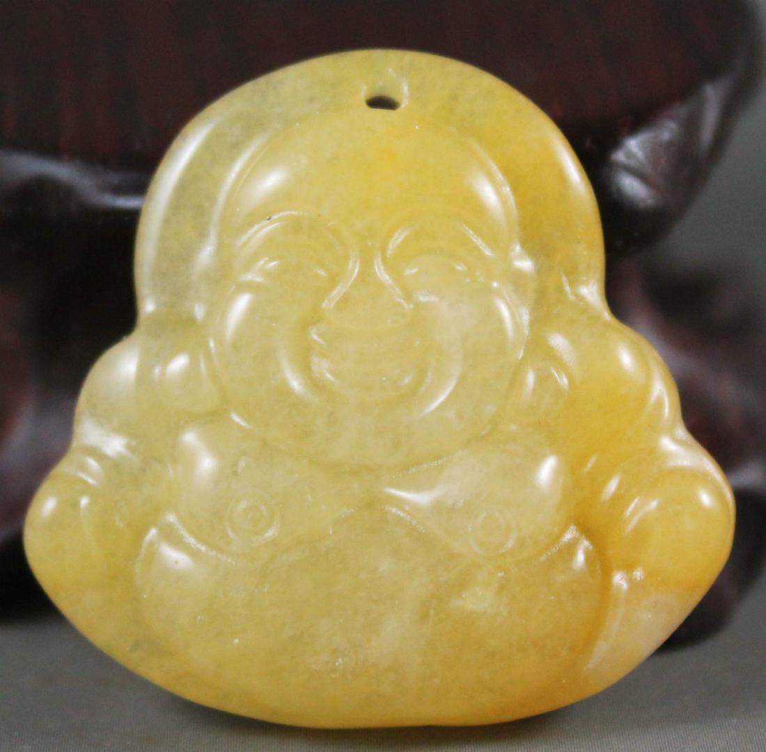 Natural Jade Hand-Carved Buddha Statue Pendant (1 of 2)