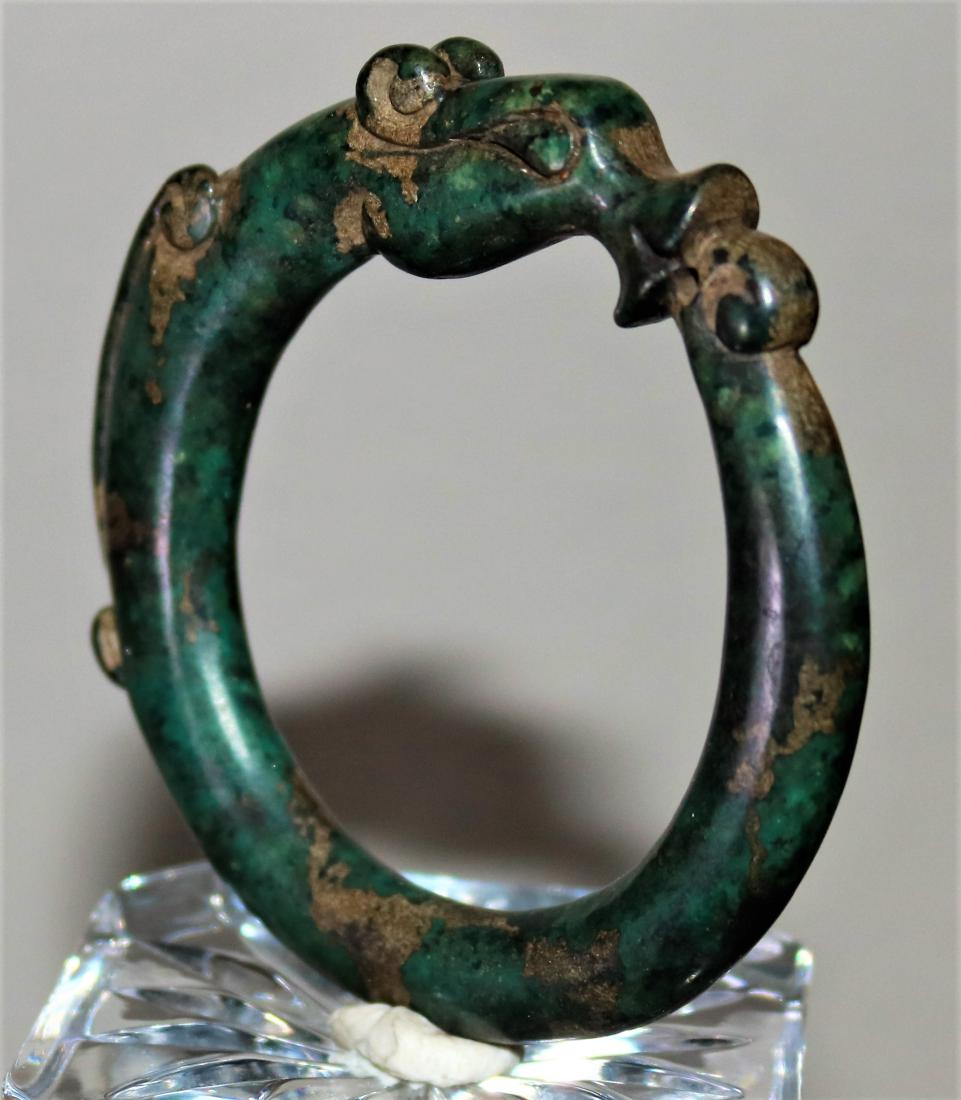 old natural jade bangle hand carved dragon design (1 of 3)