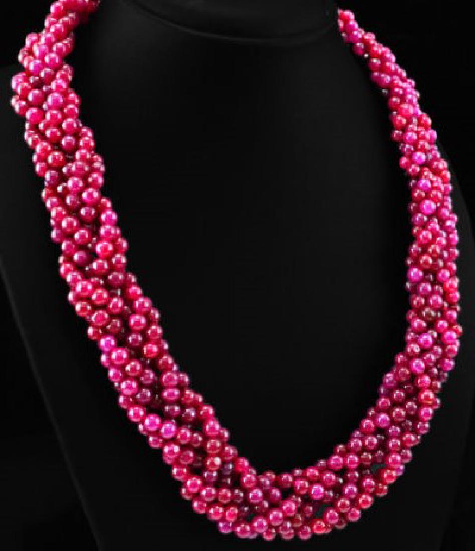 NATURAL RED RUBY ROUND BEADS NECKLACE (1 of 2)