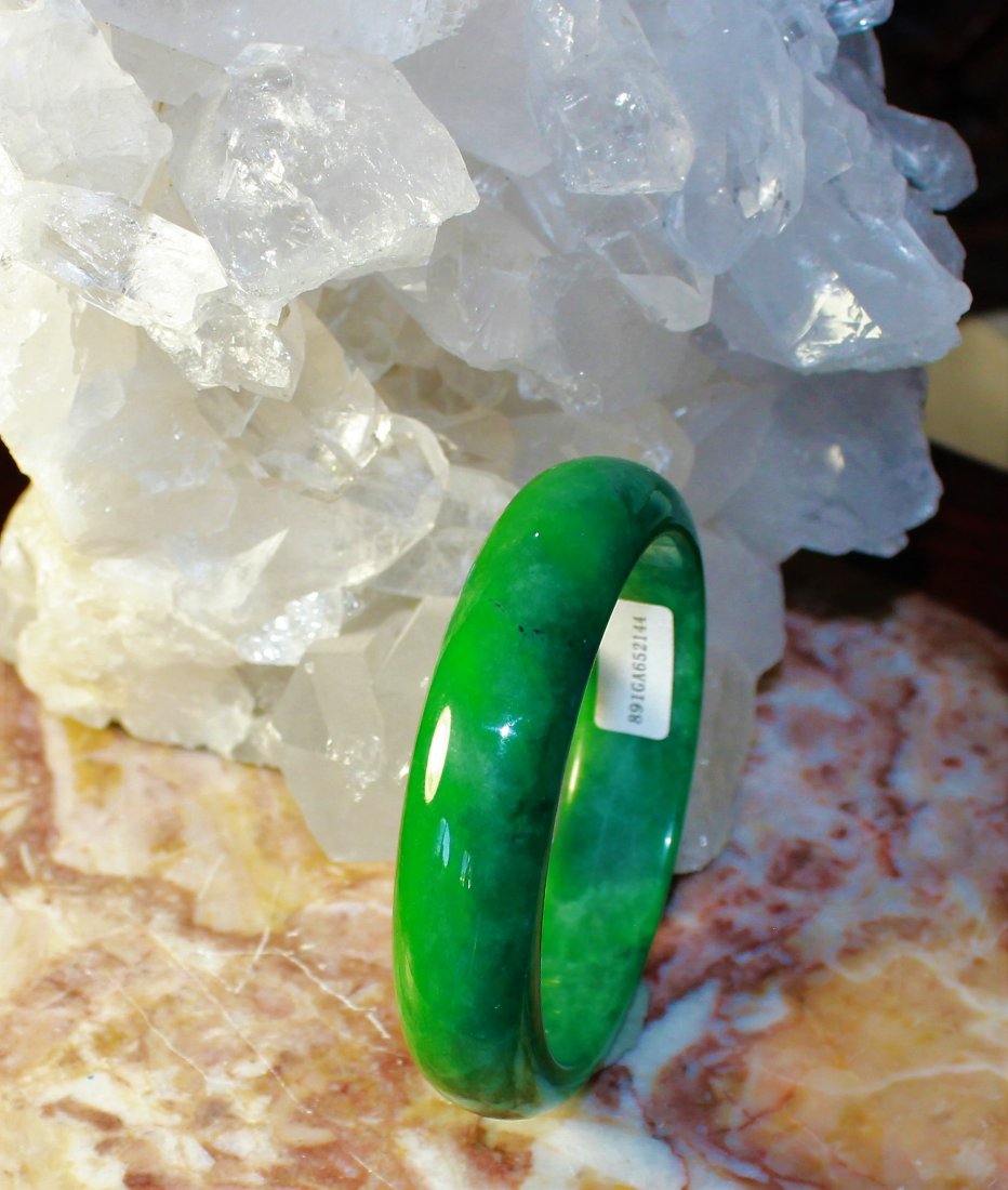 Certified Natural Emerald Green Jadeite Jade Bangle (1 of 4)