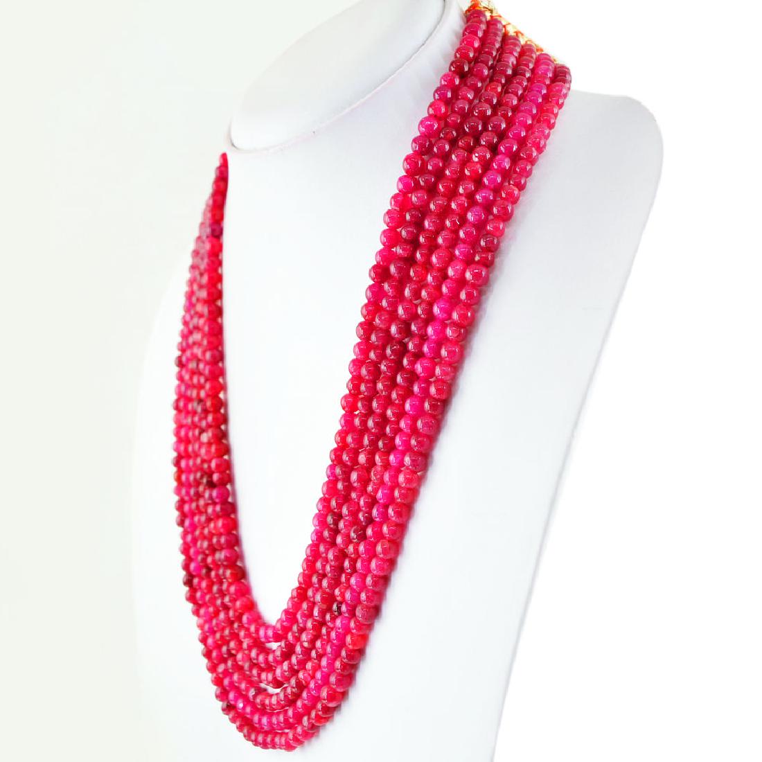 EARTH MINED 5 STRAND RICH RED RUBY ROUND BEADS HAND MAD (1 of 2)