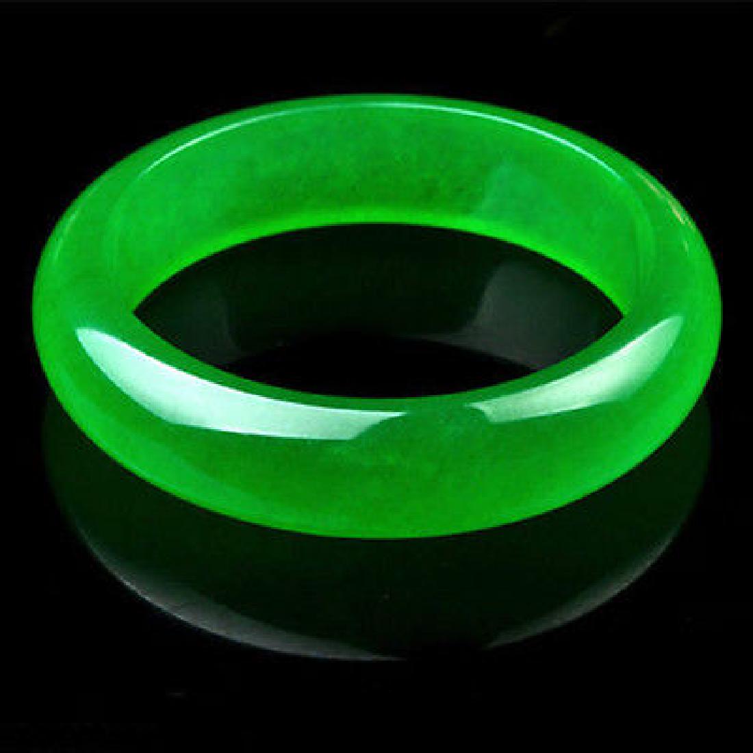 Beautiful Chinese Natural Green Jade Chinese Bangle (1 of 2)