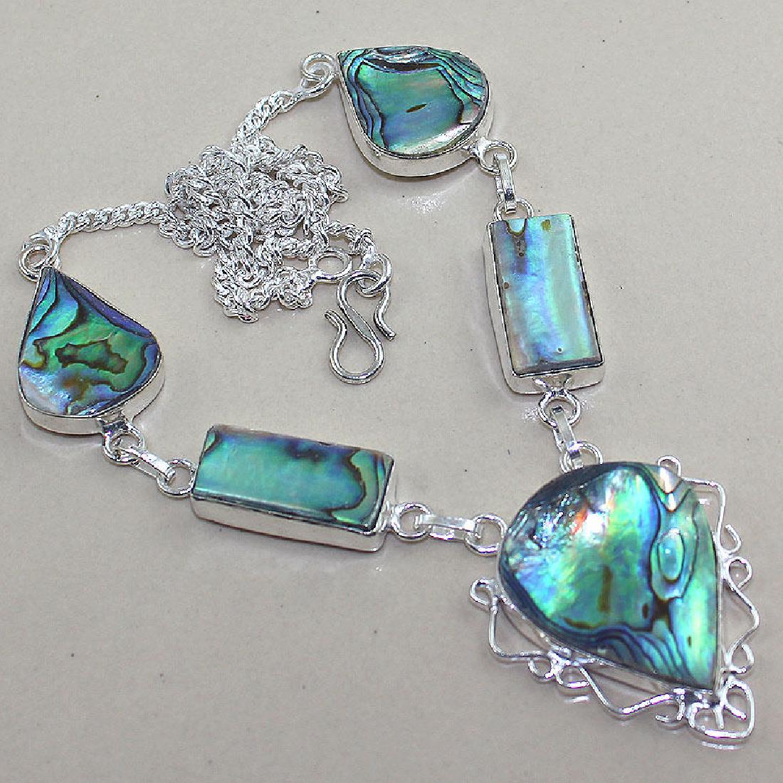 Abalone Shell Silver Necklace: Measures 18\" in length. Weighs 25 grams."""""""