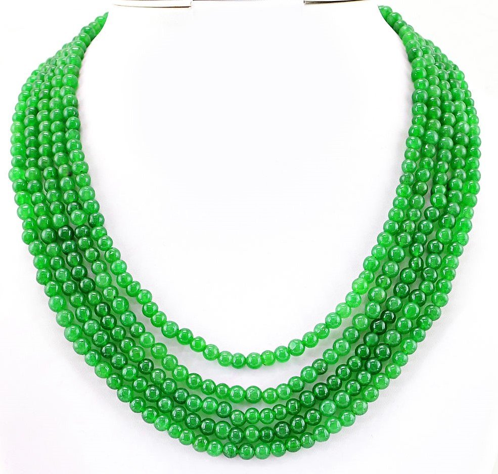 EMERALD EARTH MINED 5 STRAND RICH GREEN  ROUND SHAPE (1 of 2)